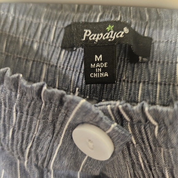 Papaya Blue Striped Off-Shoulder Romper - Picture 2 of 3